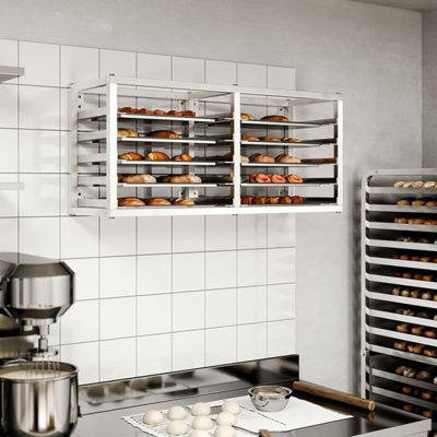 Express KitchQuip 40" W x 18" H Aluminum Wall-Mounted Bun Pan Rack – Holds 10 Sheet Pans