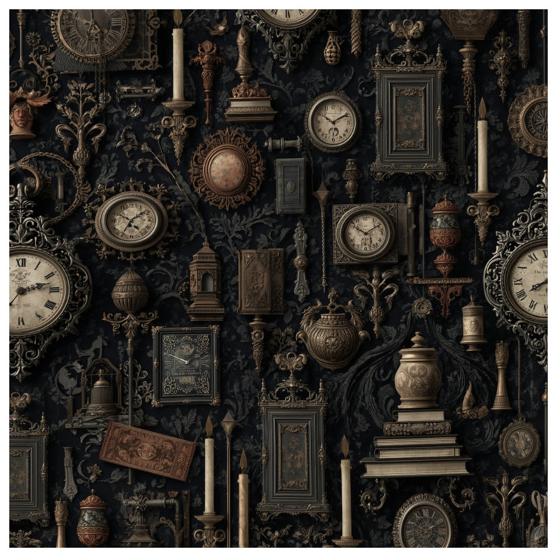 Vintage Clocks And Frames Bath Mat, 34in W x 21in L
