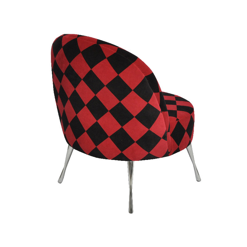 Artdeko Upholstered Accent Chair, Red/Black