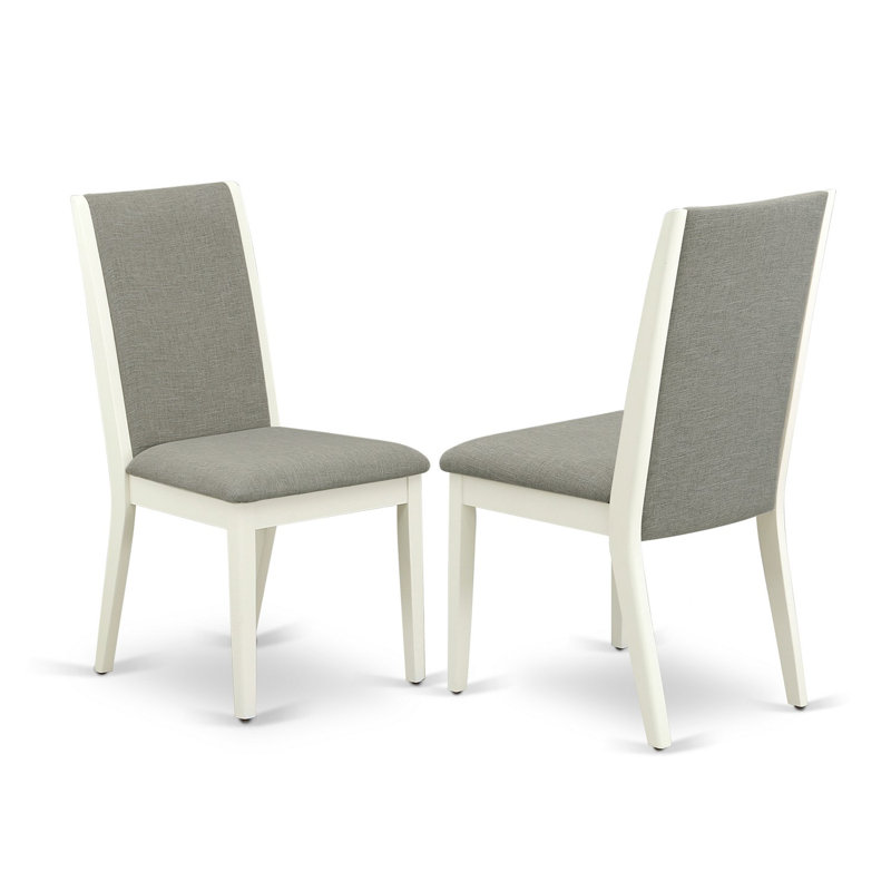 Aboubakry Parson Chairs - Ensemble de 2 chaises de salle à manger rembourrées en tissu Shitake, Lin blanc, Shitake