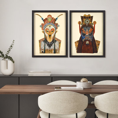 Ensemble de 2 reproductions d'art graphique sur papier, "l'opéra de Pékin" par Alex Zeng