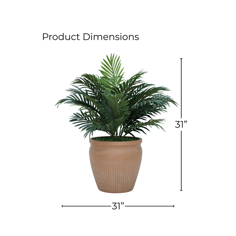 29" Parlor Palm in Matte Terracotta Ceramic, 29"