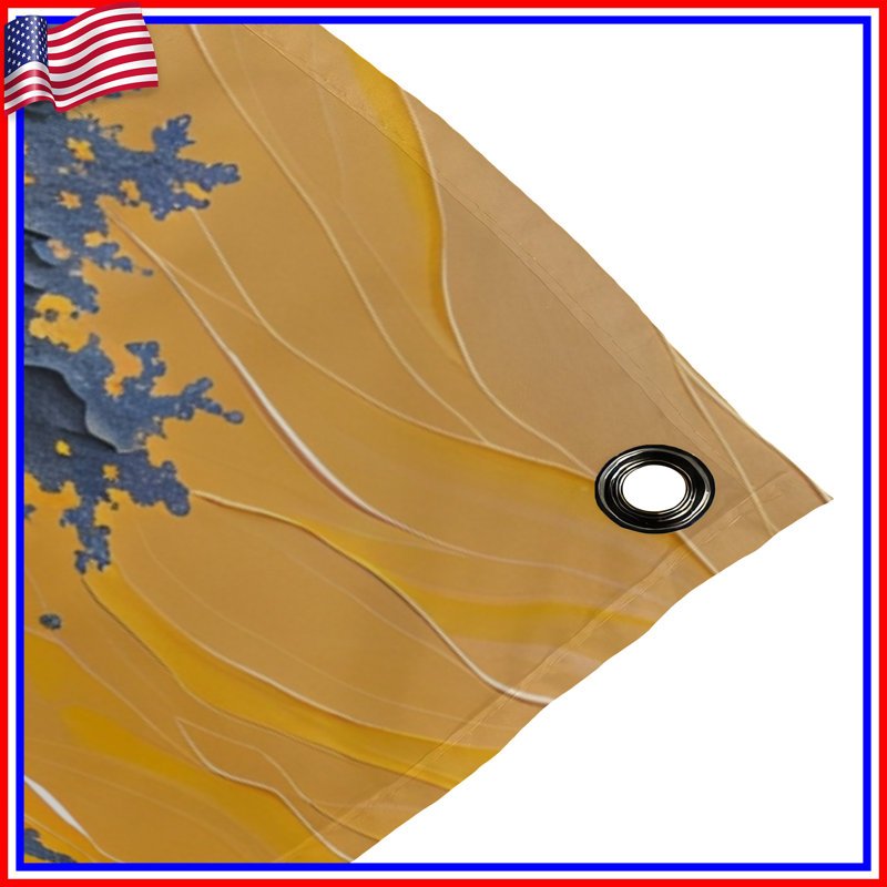 Yellow Sunset Forest Wall Tapestry - Deer Wall Decor, 50in H x60in W with 4 Grommets