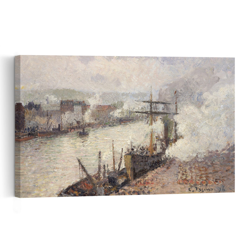 Steamboats In The Port Of Rouen, 1896 Contemporary City Wall Art Print by Camille Pissarro - 1 Piece Wrapped Canvas Wall Art