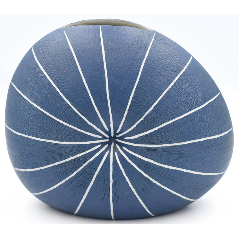 Amissa Jar, Blue, 6" H x 7" W x 3.5" D