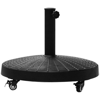 Base de parasol 20,5 po avec roulettes et support durable, 50 lb, noir, pour poteaux de 1,5 po ou 2 po, support de patio extérieur robuste 4 roues, 20,5 po, pelouse