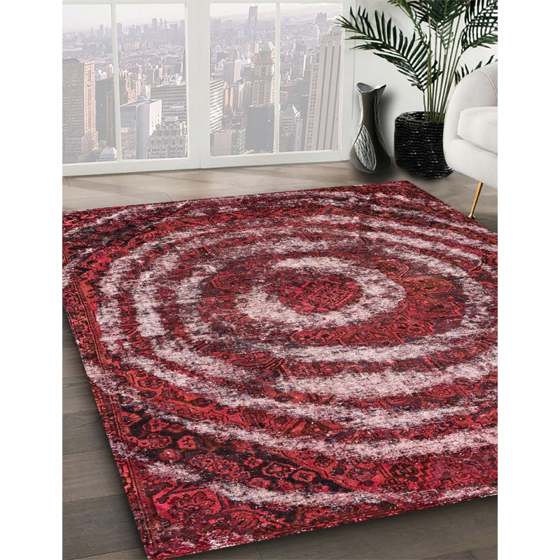 Tapis rouge en laine Power Loom, Carré 8 pi