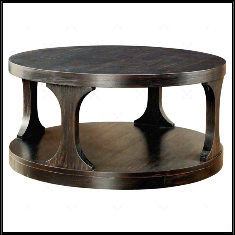 Table basse de style transitionnel avec finition noire antique et structure audacieuse