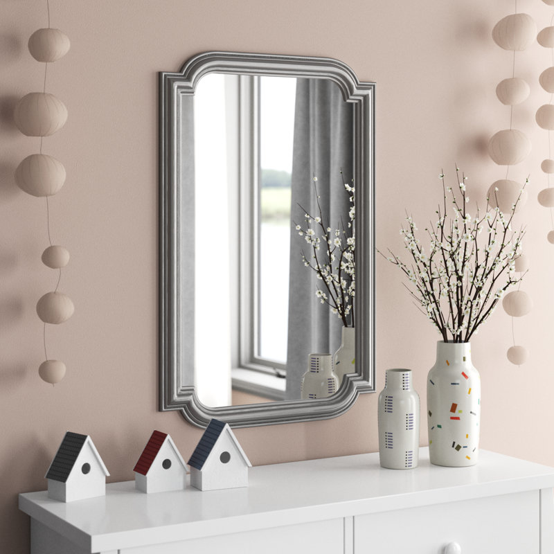Antiqua Wood Mirror, 35.87" x 24", Silver
