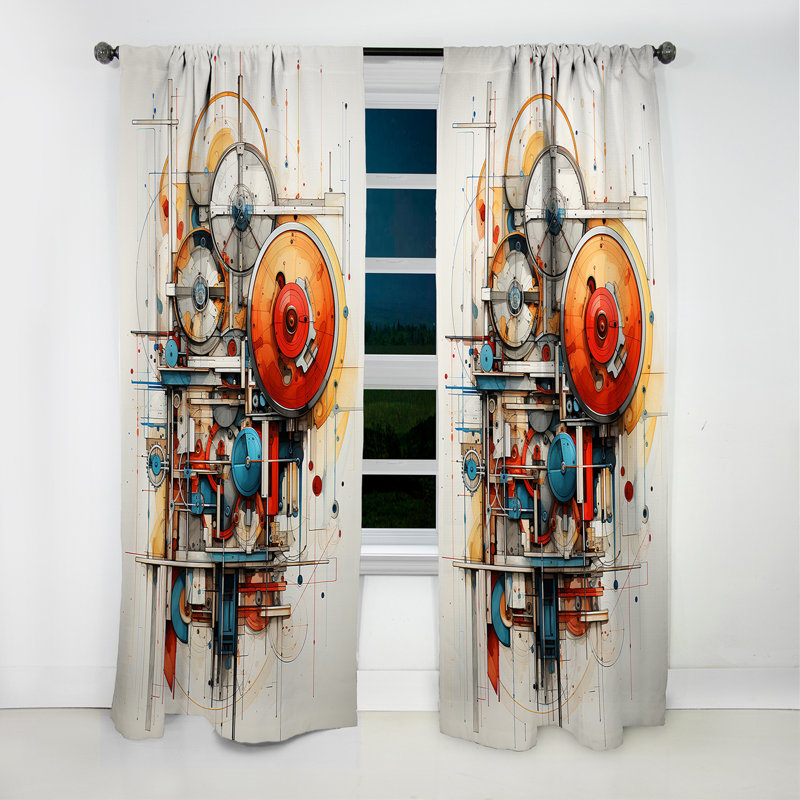 Constructivism Dynamic Assemblage Geometric II - Constructivism Blackout Curtain - 1 Panels, 52" W x 120" L