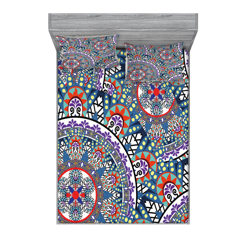 Ensemble de draps à motif floral, Ensemble de drap pour grand lit avec drap-housse