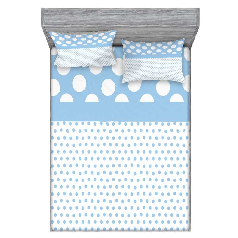 Microfiber Polka Dots Sheet Set, Full Sheet Set with Fitted Sheet