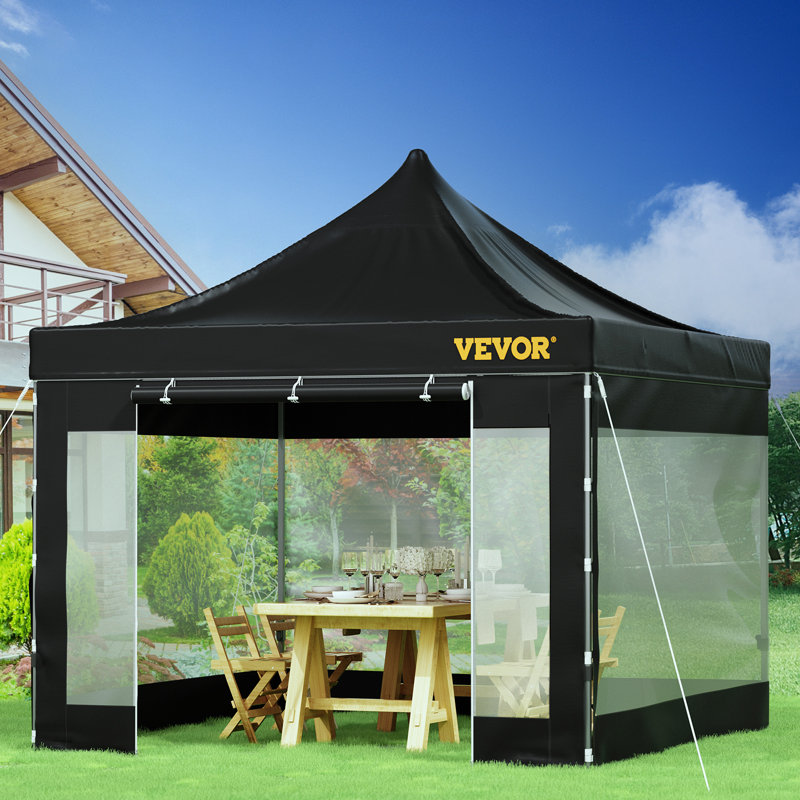 120'' W x 120'' D Metal Pop-Up Canopy, Black