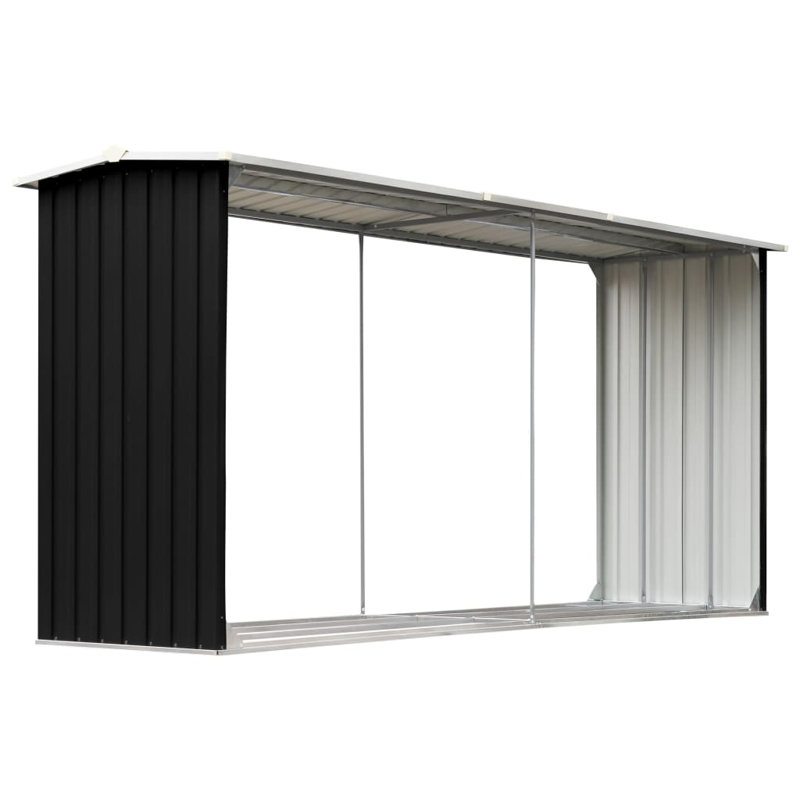 vidaXL Garden Log Storage Shed Galvanised Steel Outdoor Sheds Multi Colours, Anthracite