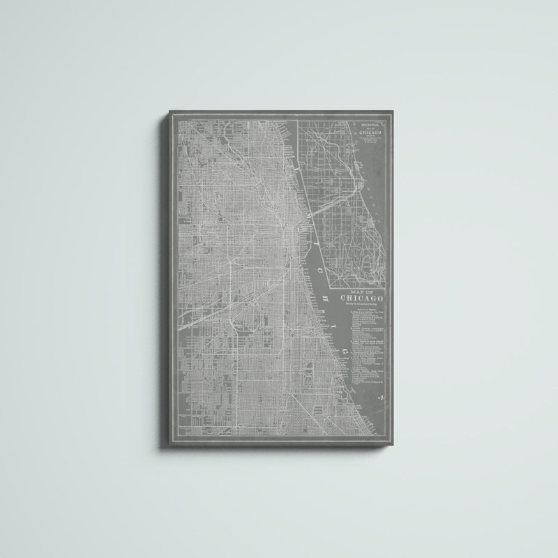 «City Map of Chicago», peinture sur toile, H 36 po x l 24 po
