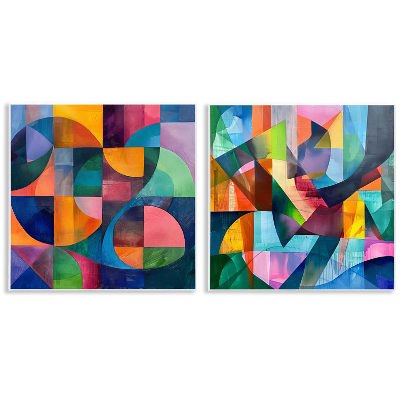 «Eye Catching Abstract Shapes», ensemble de 2 plaques murales par Lazar Studio