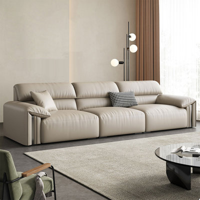 Khaki Genuine Leather Modular Sofa cushion couch