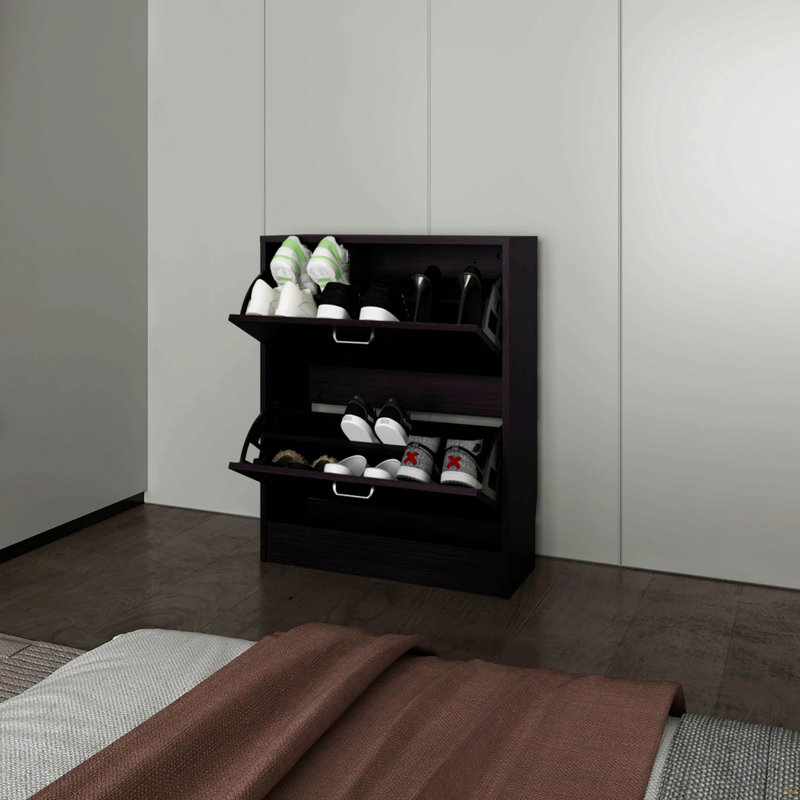 Range-chaussures avec 2 portes basculantes, Wengé