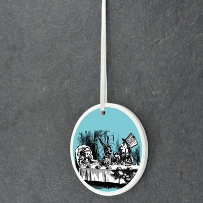 Tea Party Alice In Wonderland Circle Shaped Ceramic Ornament Bauble