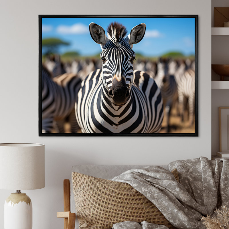 Zèbres d'Afrique, impression sur toile, H 30 po x l 40 po x P 1,5 po, Cadre flottant noir