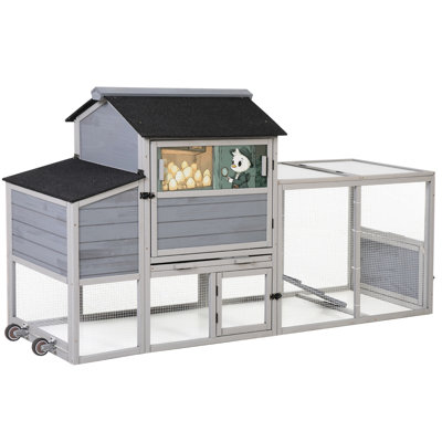 Poulailler pour petits animaux avec fenêtre, panneau solaire et portes, motifs colorés de couleur grise, boîte de nidification à mobilité adaptable Planète - Smart Construction, planche pour la cour arrière, assemblage d'outils
