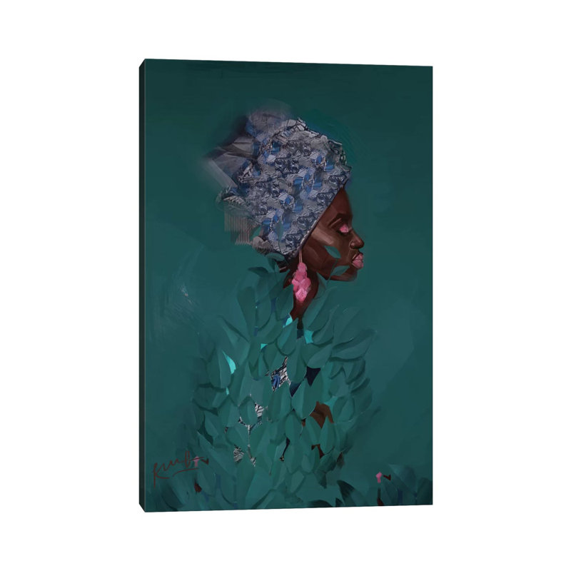 Vert par Adekunle Adeleke-reproduction d’art, Pas de tapis, H 26 po x l 18 po x 1,5 po, Toile tendue