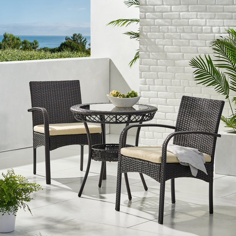 Emmeline 2 - Person Wicker Patio Dining Set with Round Table