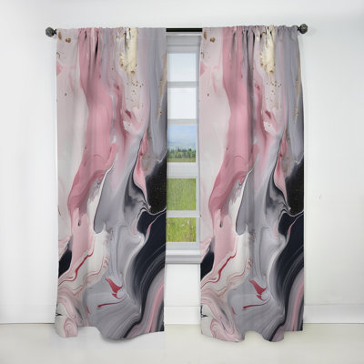 Solid Marble Paint Artwork II - Abstract Marble Blackout Abstract Curtain - 1 Panel