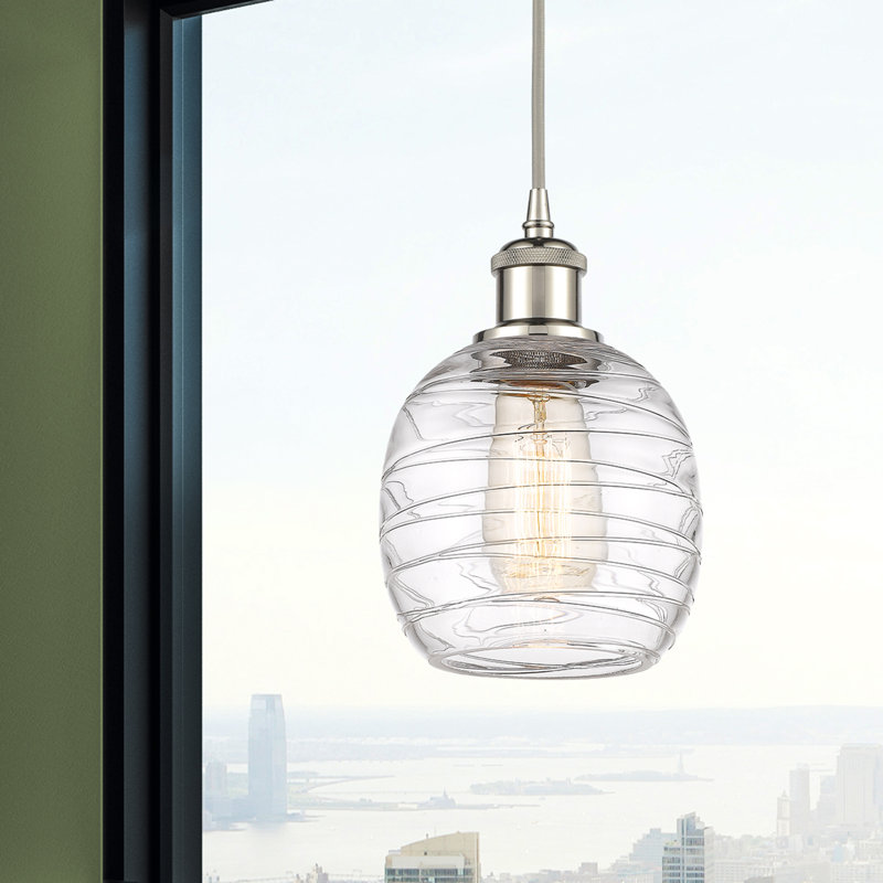 Luminaire suspendu simple à 1 lumière Amila, Nickel poli