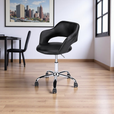 Enrique Adjustable Height Polyurethane Office Chair, Black 33.54'' H X 22.36'' W X 22.36'' D