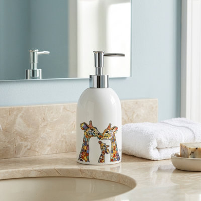 Steven Brown Ceramic Soap Dispenser with Colourful Giraffe Design - Giraffe Family