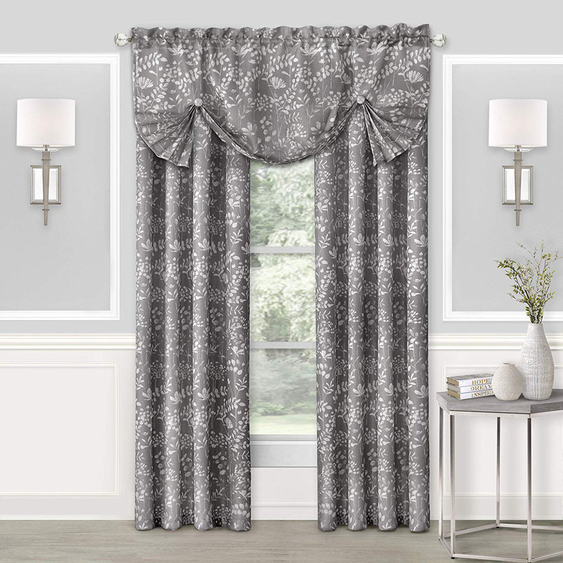 Pullen Semi Sheer Curtain Pair, Gray, 52"W x 63"L