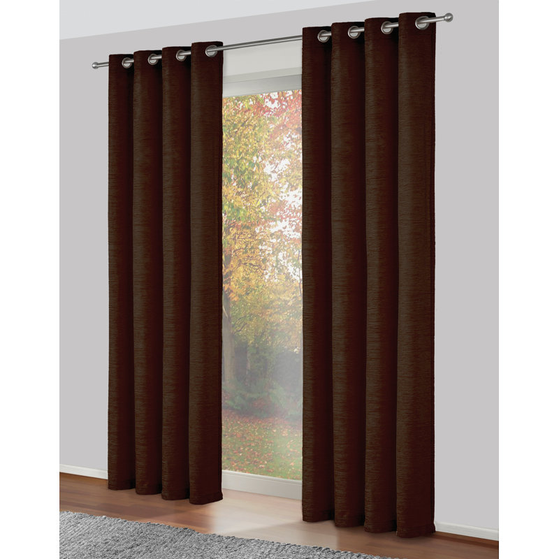 Breedlove Eyelet Room Darkening Single Curtain, 130cm Width x 225cm Drop, Chocolate
