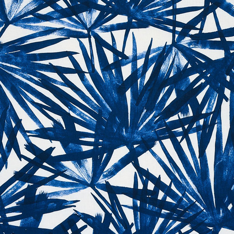 Sunlit Palm Linen Fabric, Blue