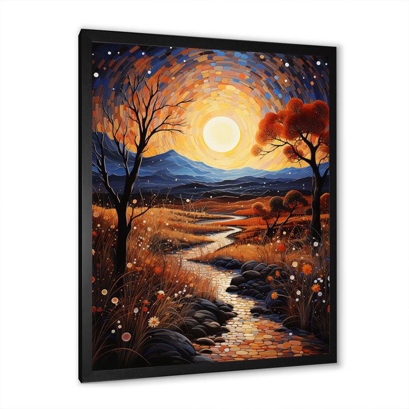 Hoeke Desert Wilderness Pointillism sur impression sur toile, Cadre photo noir, H 20 po x l 12 po x P 1 po