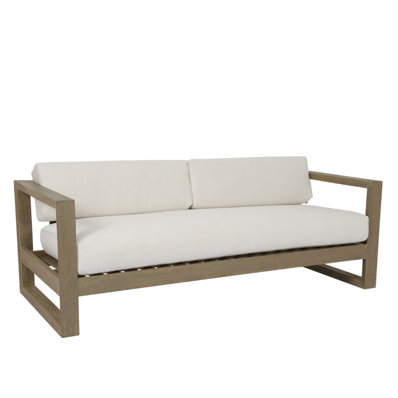Coastal Teak Patio Sofa with Sunbrella Cushions, Canvas Canvas Sunbrella®