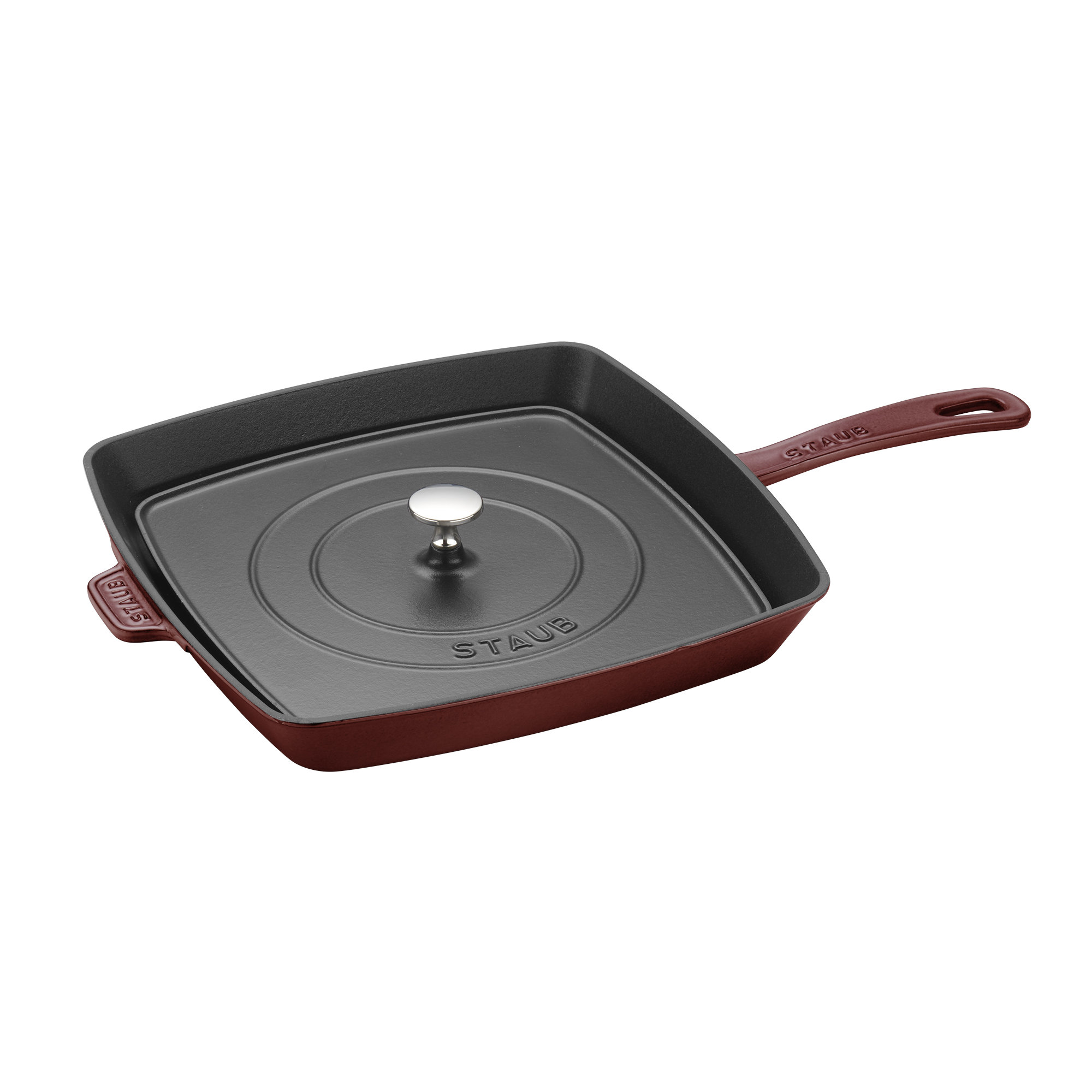 Staub Cast Iron Square Grill Pan, Grenadine