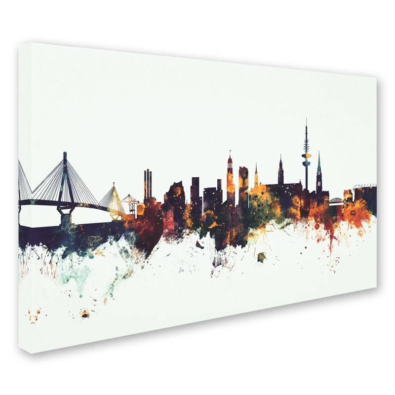 « hambourg germany horizon v », reproduction d’impression sur toile, H 30 po x l 47 po x P 2 po
