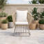 Chaise de salle à manger d'extérieur avec structure en acier, coussin et dossier haut pour patio, balcon ou bord de piscine