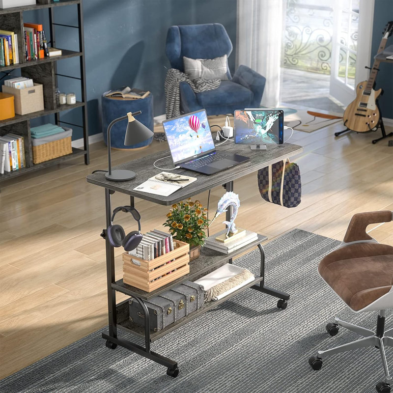 Mayann Aluminum Computer Desk, 41" H x 32" W x 15.7" D, Gray Oak