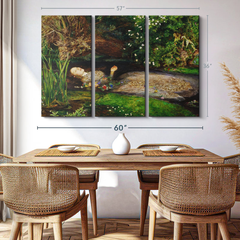 Impression sur toile Ophelia 1851, H 36 po x l 57 po x P 1,25 po