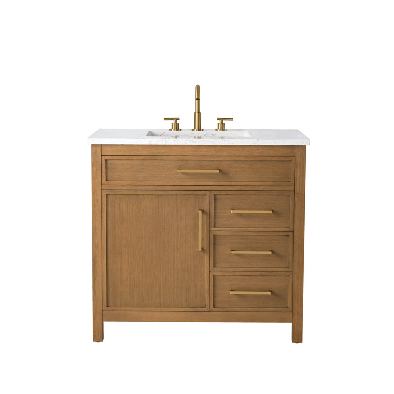Reajean 36" Single Vanity, Caramel/Brushed Bronze