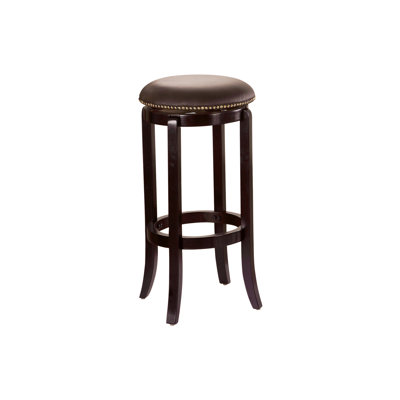 Swivel Upholstered Faux Leather Counter Stool with Solid Wood Frame