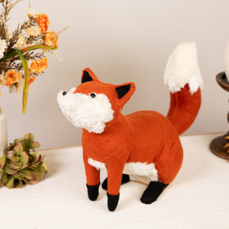 Décoration de table 15,75 "renard assis en peluche orange et crème
