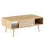 Table basse en rotin de 41,34 pouces avec porte de rangement coulissante et pieds en bois massif pour les salons modernes-595209411