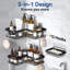 Étagère de douche d'angle adhésive avec porte-savon et 12 crochets, organisateur de salle de bain en acier inoxydable antirouille, fixation murale sans perçage, noir, ensemble de 3-576462531