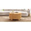 Table basse ronde cannelée avec rangement, bois massif de pin, porte coulissante, naturel, 31,8 po-256484684