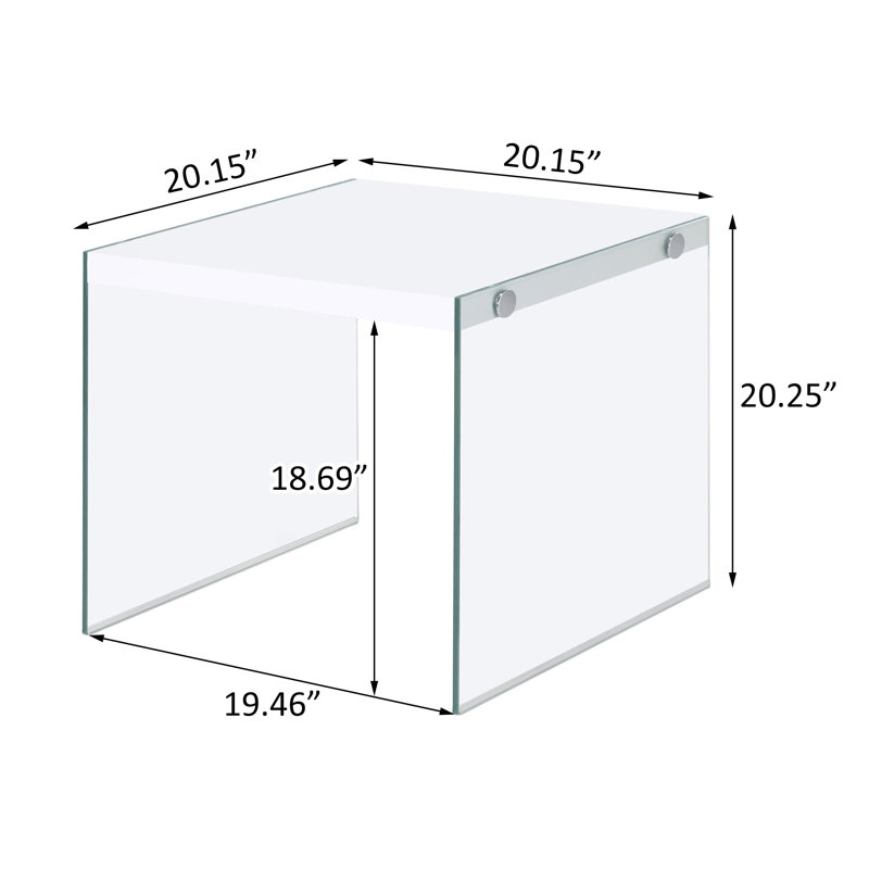 Table de bout carrée avec pieds en verre Graner