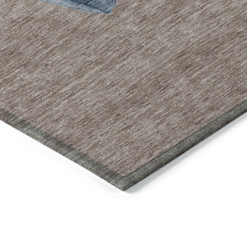 Machine Washable Indoor/Outdoor Christmas Snowman Xhevrie Taupe Rug, Rectangle 3' x 5'