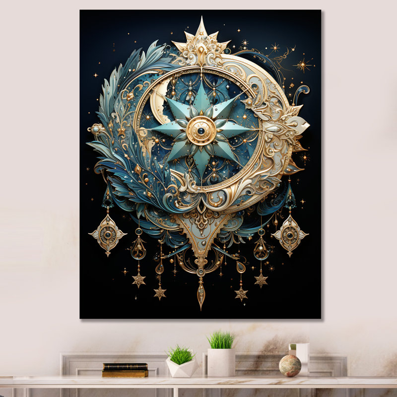 Johnathyn, symboles du croissant de lune et impression sur toile, Toile tendue, H 20 po x l 12 po x P 1 po